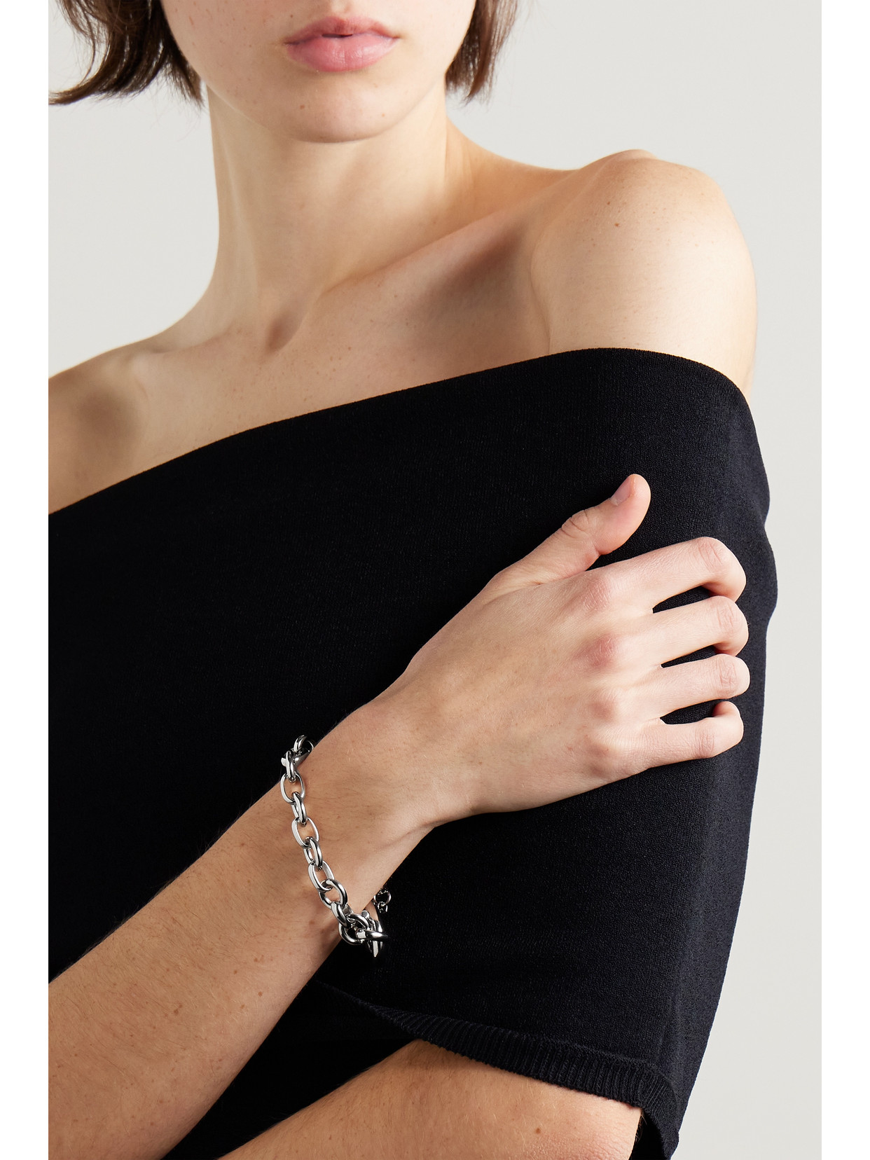 Laura Lombardi Portrait Platinum-plated Bracelet In Silver