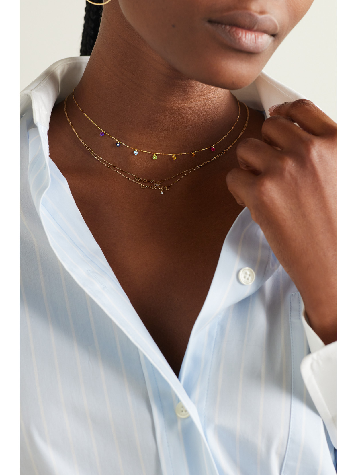 Persée Seven Chakras 18-karat Gold Multi-stone Necklace In Gold
