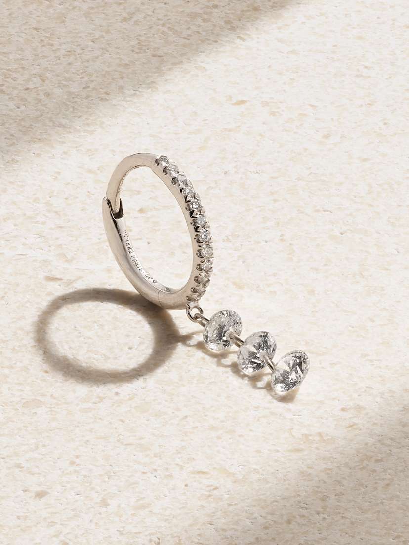 Persée 18-karat White Gold Diamond Single Hoop Earring