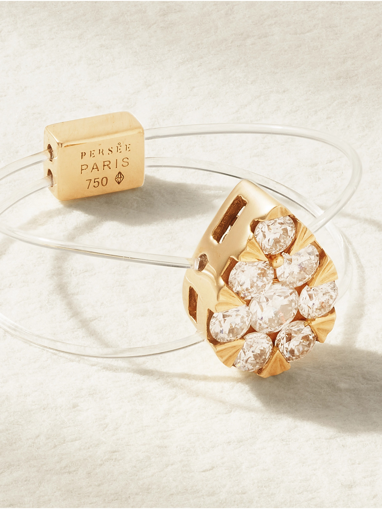 Persée Floating 18-karat Gold, Elastic And Diamond Ring In Gold