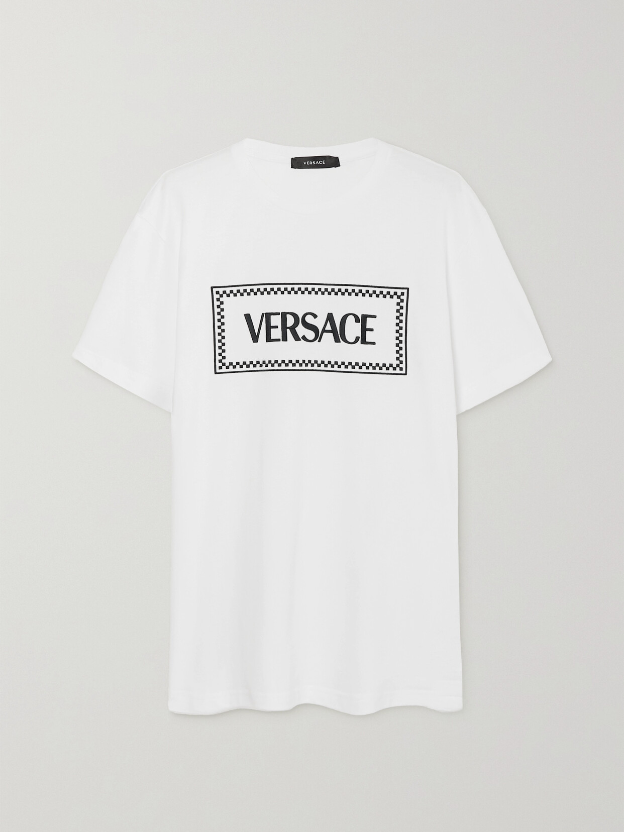 Versace Icons Embroidered Cotton-jersey T-shirt - White