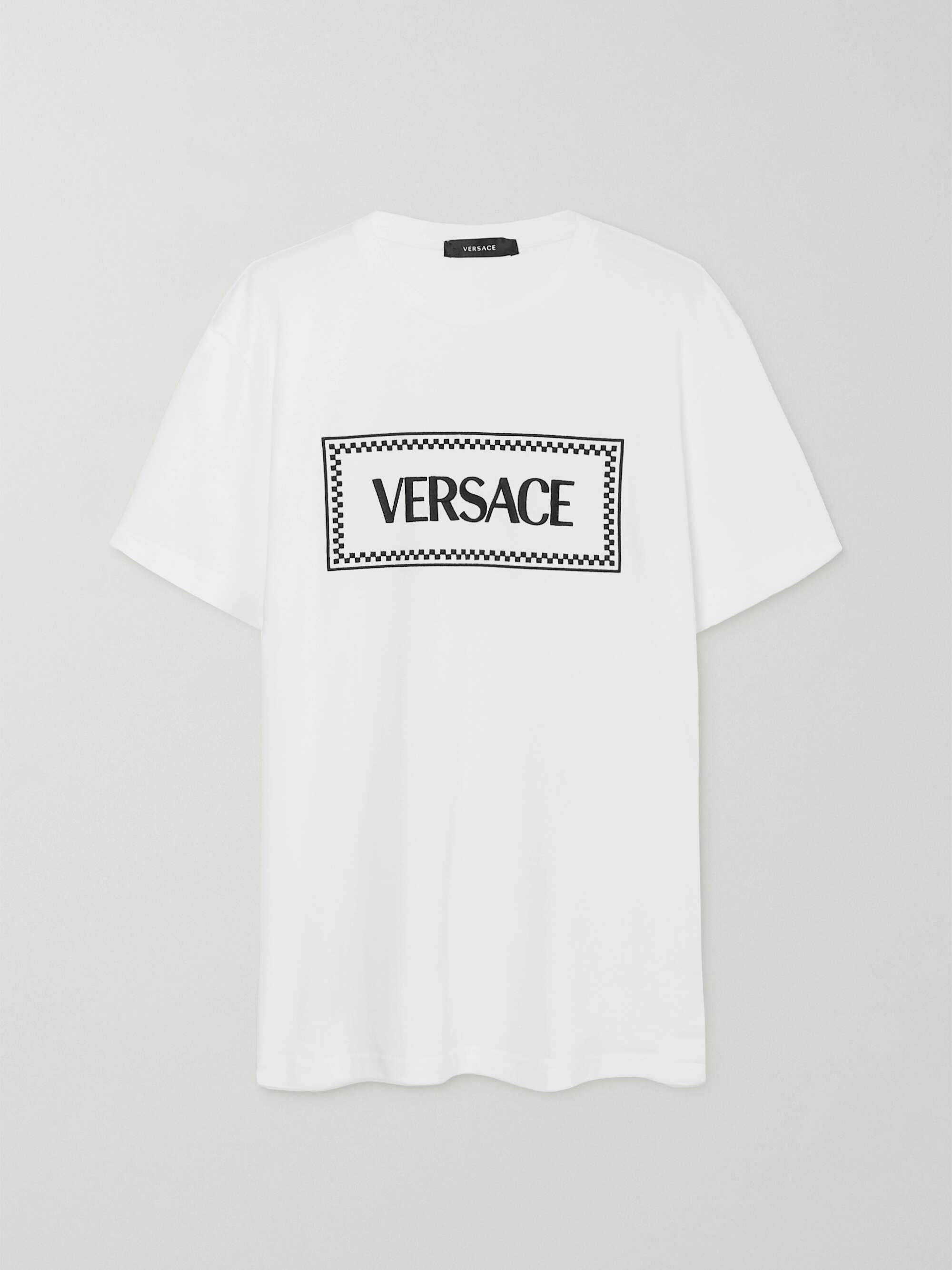 VERSACE Icons embroidered cotton-jersey T-shirt | NET-A-PORTER