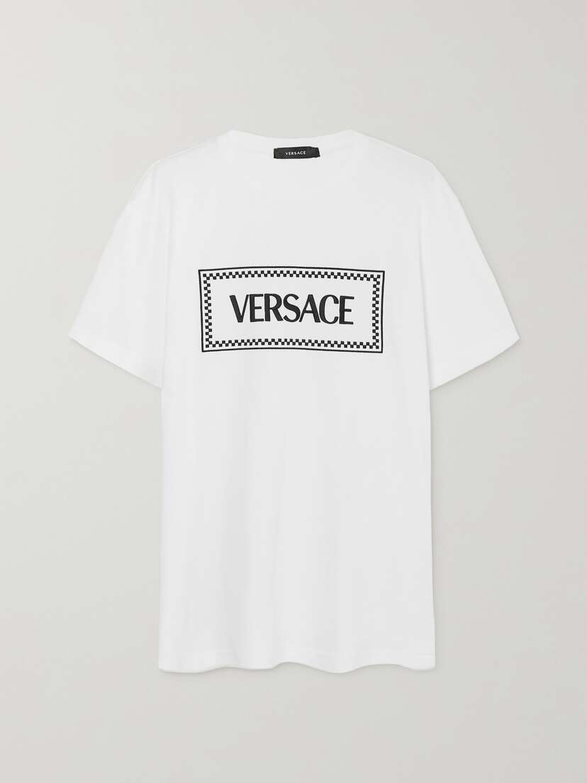 Versace Icons Embroidered Cotton-jersey T-shirt