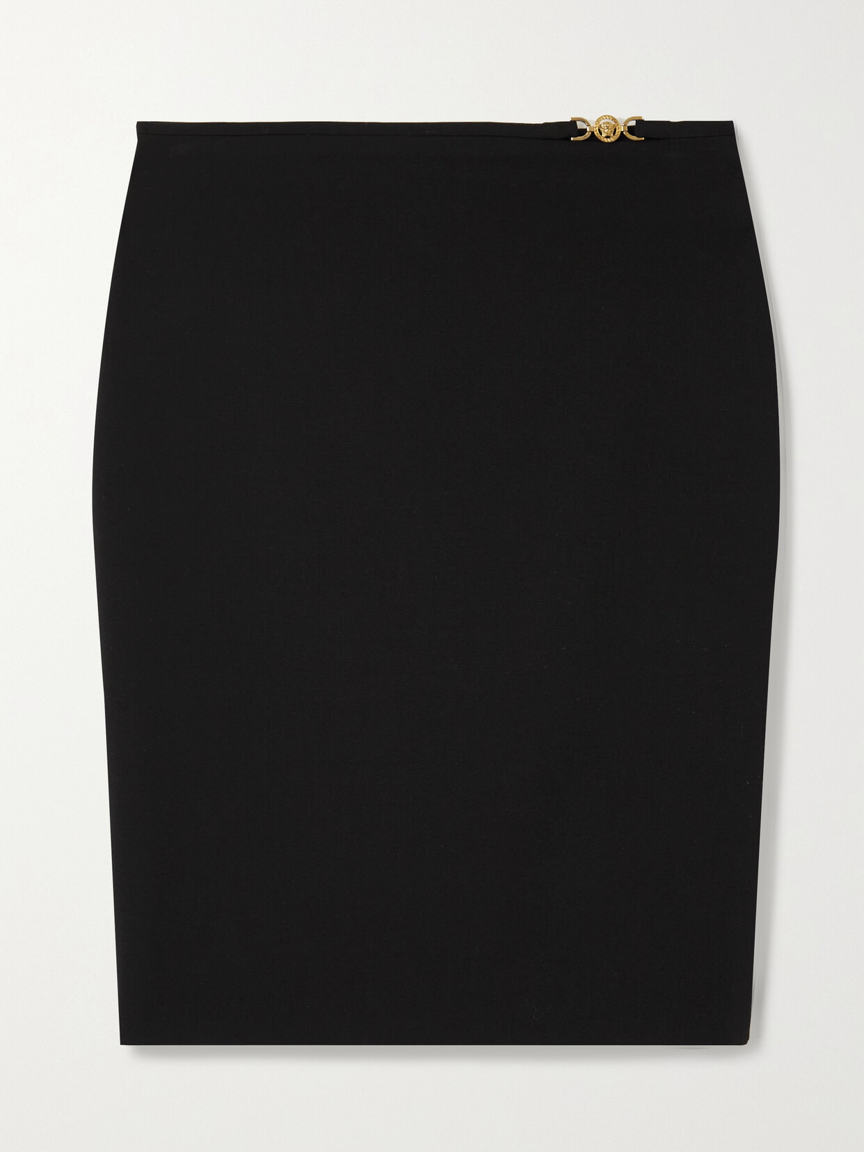 Versace Embellished Stretch-wool Midi Skirt In Black