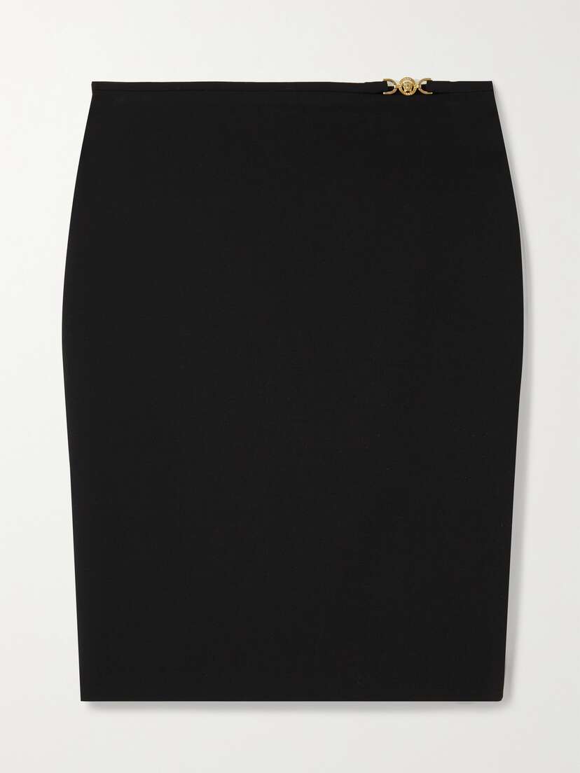 Versace Icons Embellished Stretch-wool Midi Skirt