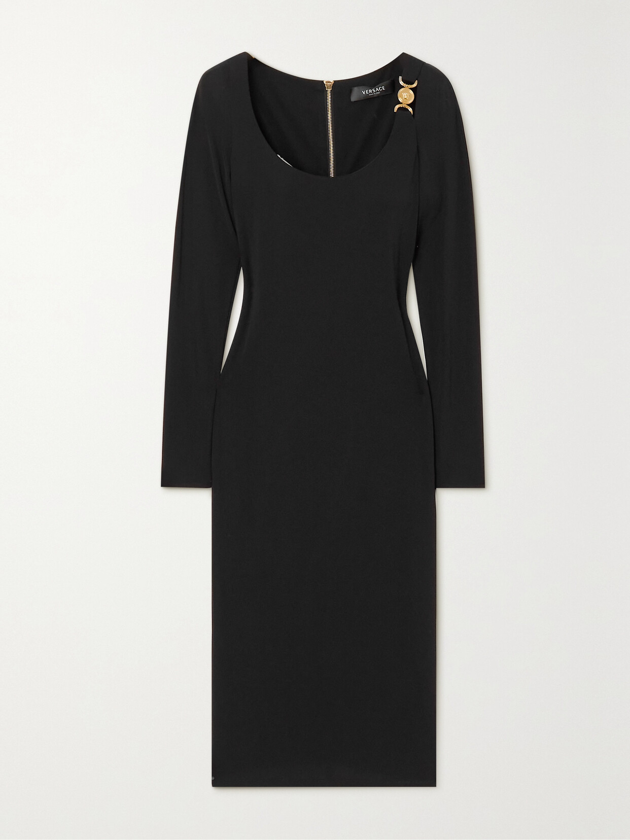 Versace Embellished Stretch-crepe Midi Dress In Black