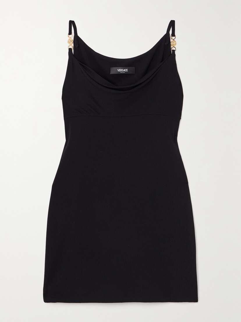 Versace Icons Draped Crystal-embellished Jersey Mini Dress