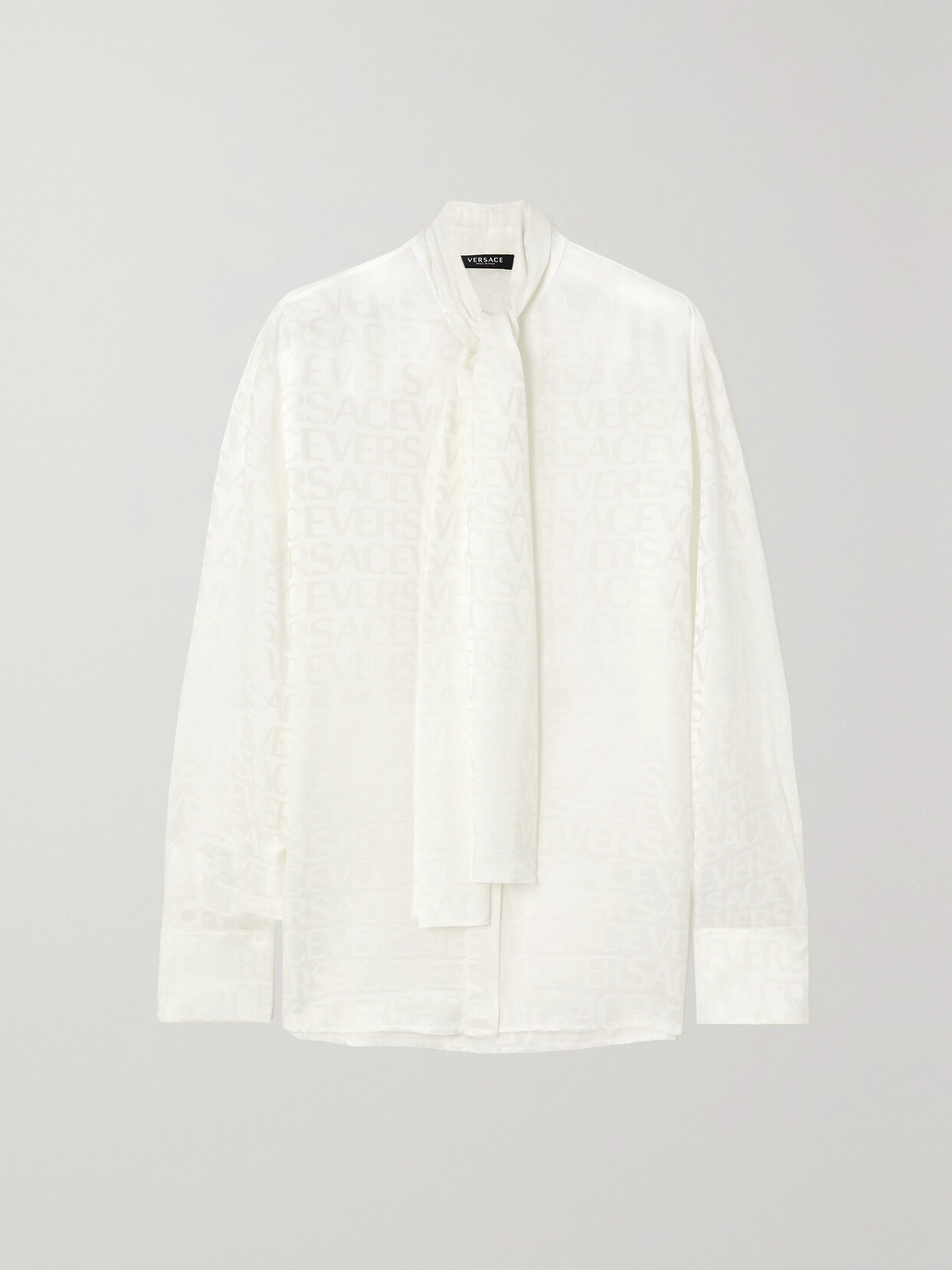 Versace Satin-jacquard Shirt In White