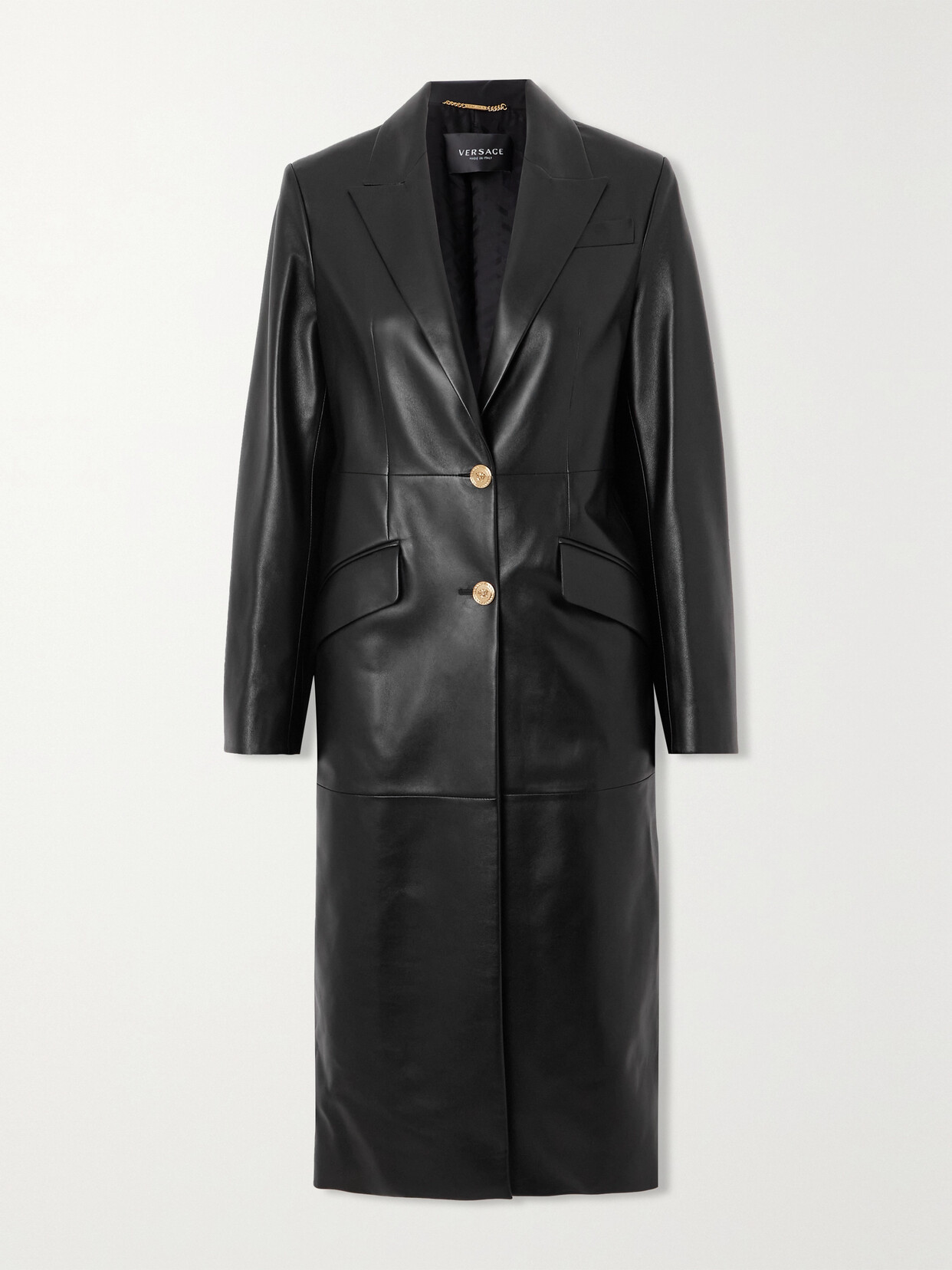 Versace - Icons Leather Coat - Black