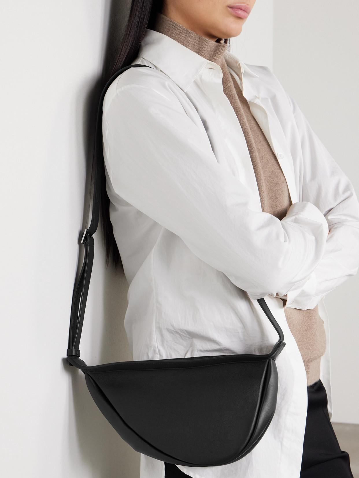 Shop The Row Slouchy Banana Leather Shoulder Bag In Black