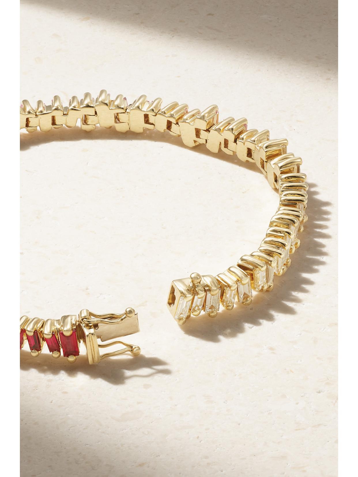 Suzanne Kalan 18-karat Gold, Sapphire And Diamond Tennis Bracelet In Gold