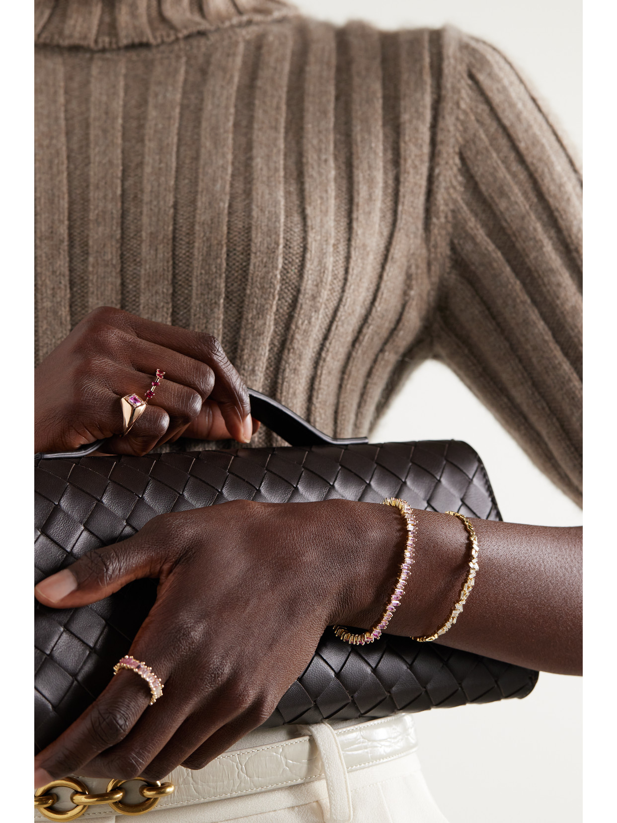Suzanne Kalan 18-karat Gold, Sapphire And Diamond Tennis Bracelet In Gold