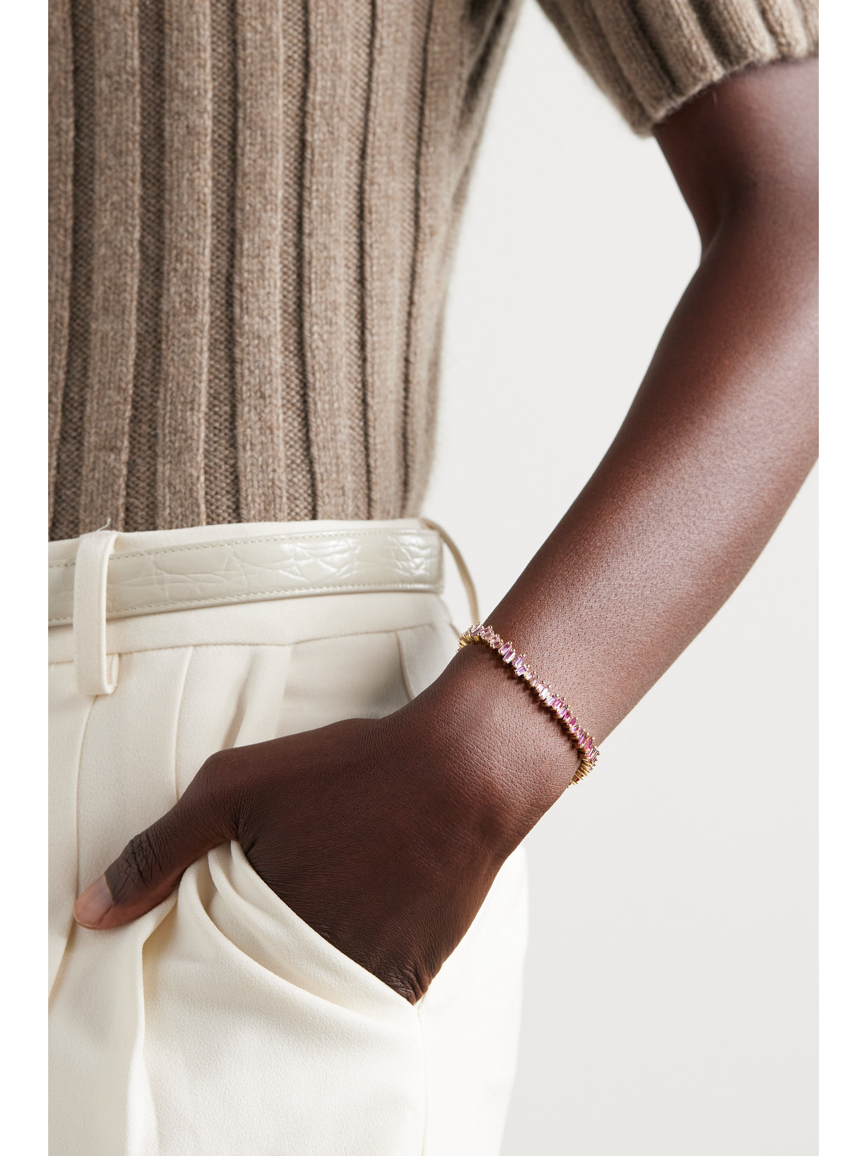 Suzanne Kalan 18-karat Gold, Sapphire And Diamond Tennis Bracelet In Gold