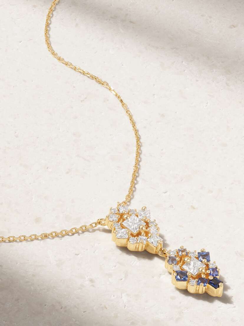 Suzanne Kalan 18-karat Gold, Sapphire And Diamond Necklace