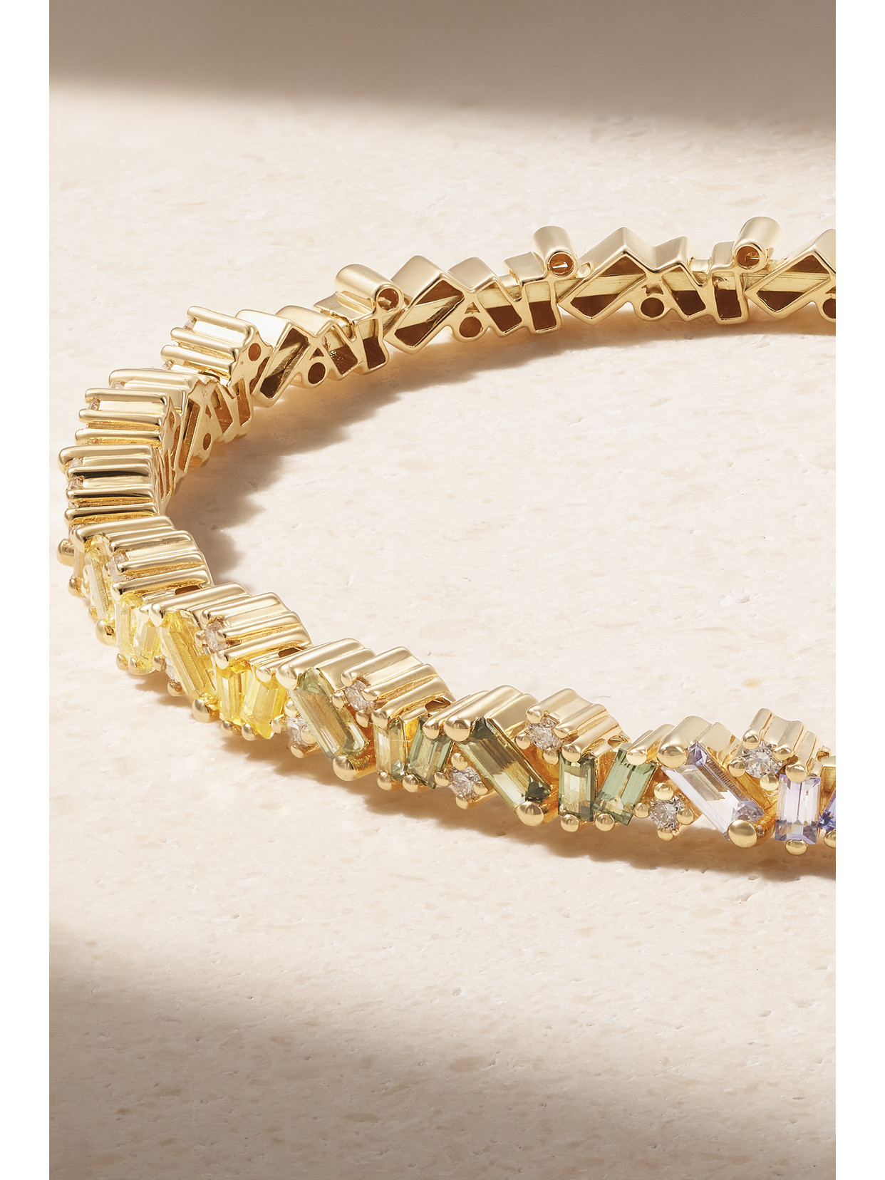 Suzanne Kalan 18-karat Gold, Diamond And Sapphire Cuff In Gold