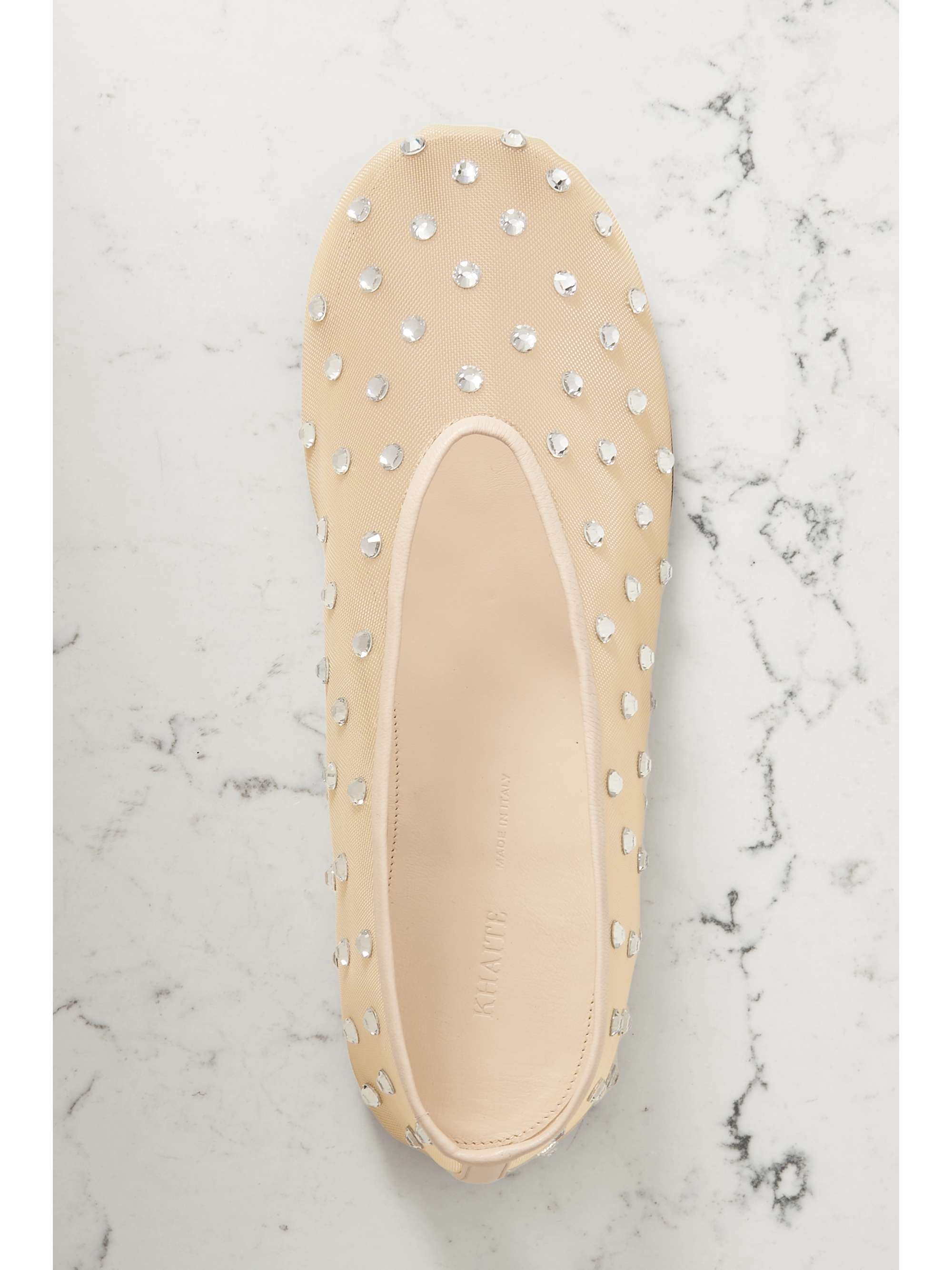 KHAITE Marcy crystal-embellished mesh ballet flats | NET-A-PORTER