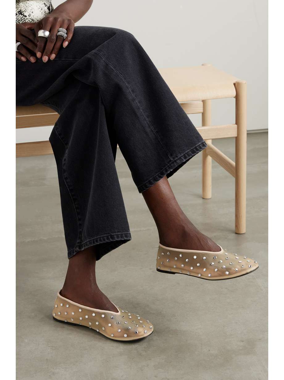 KHAITE Marcy crystal-embellished mesh ballet flats | NET-A-PORTER