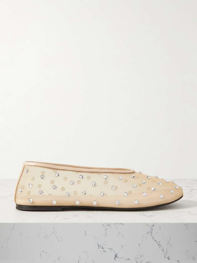 Khaite Marcy Crystal-embellished Mesh Ballet Flats