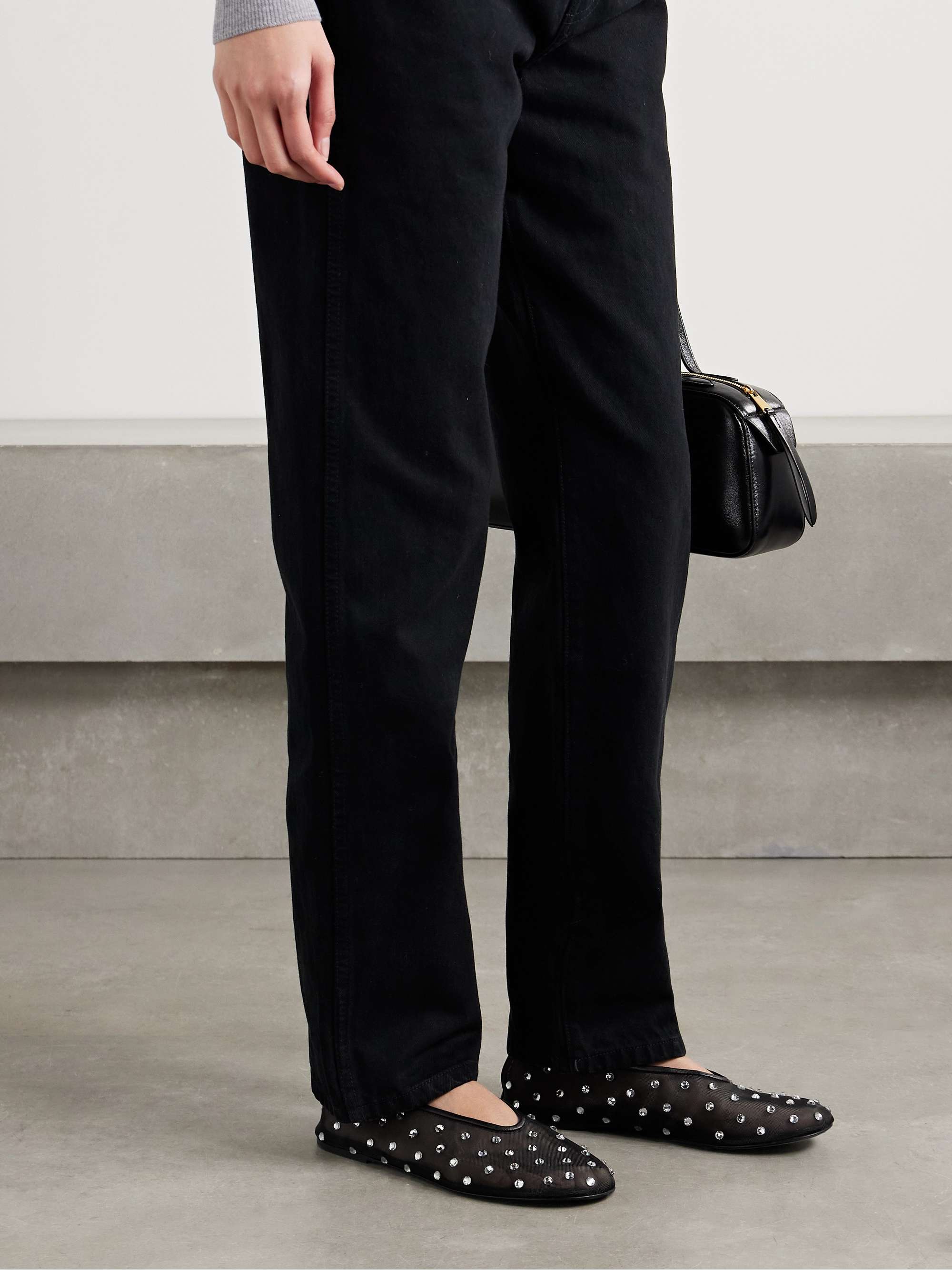 KHAITE Marcy crystal-embellished mesh ballet flats