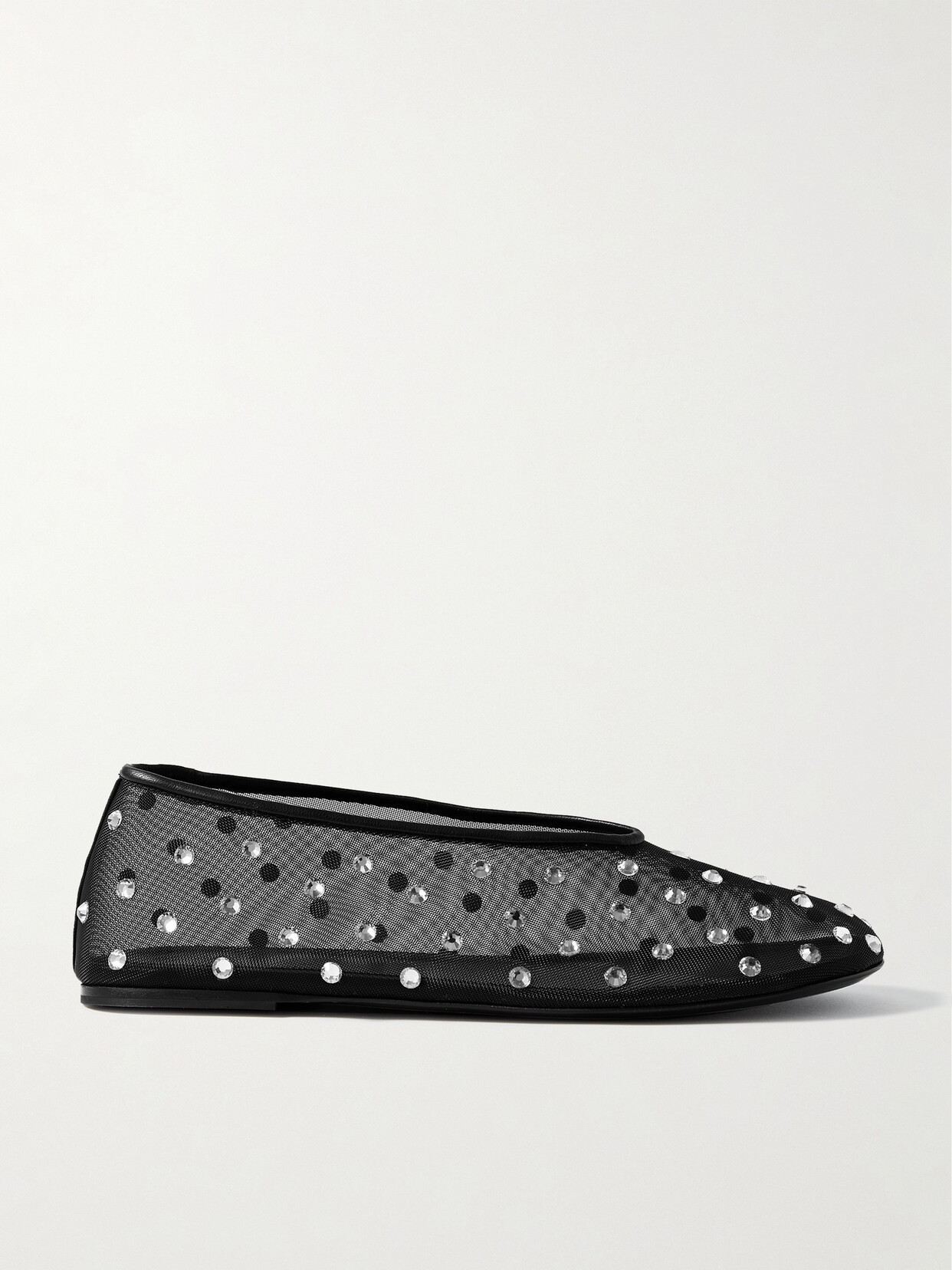 Shop Khaite Marcy Crystal-embellished Mesh Ballet Flats In Black