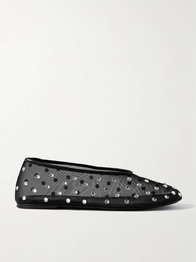 Khaite — Marcy crystal-embellished mesh ballet flats