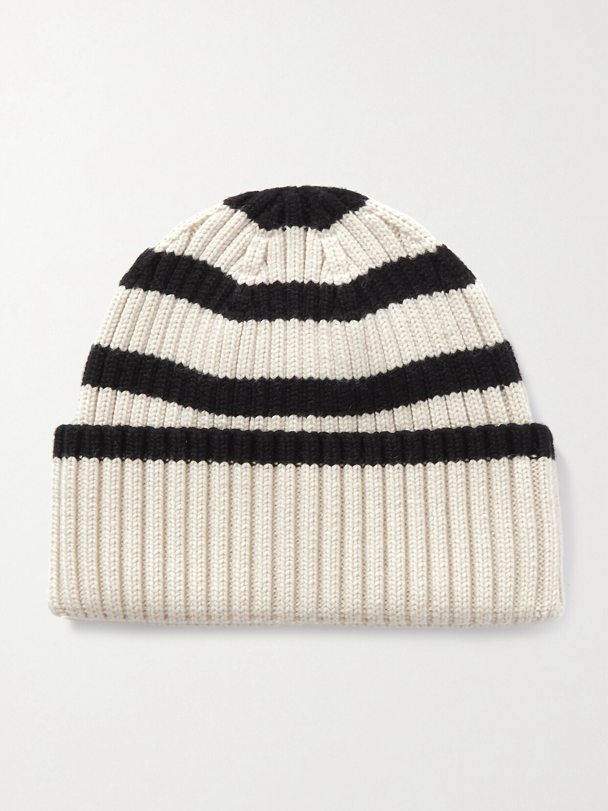 Totême Signature Stripe Wool Beanie In Light_sand