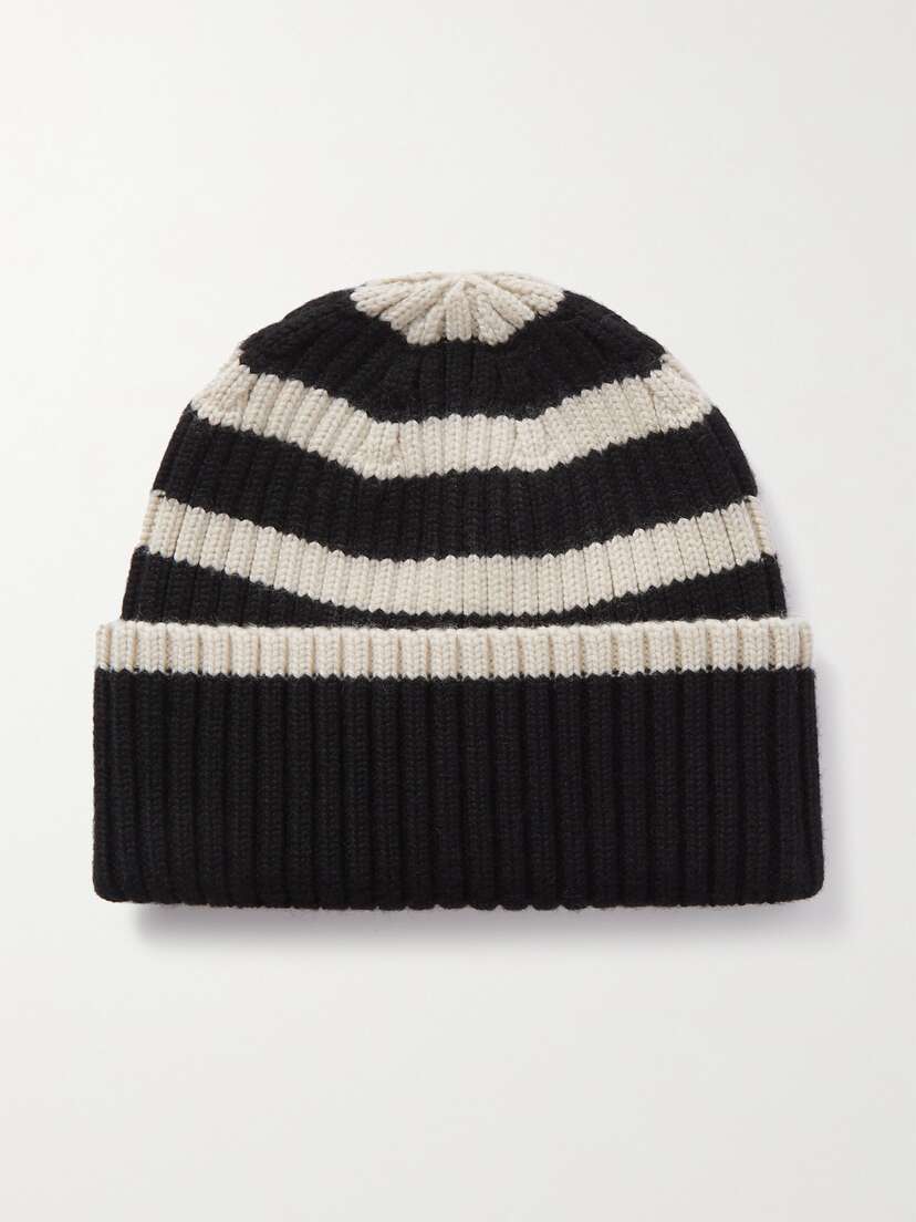 TOTEME Striped Ribbed-knit Wool Beanie