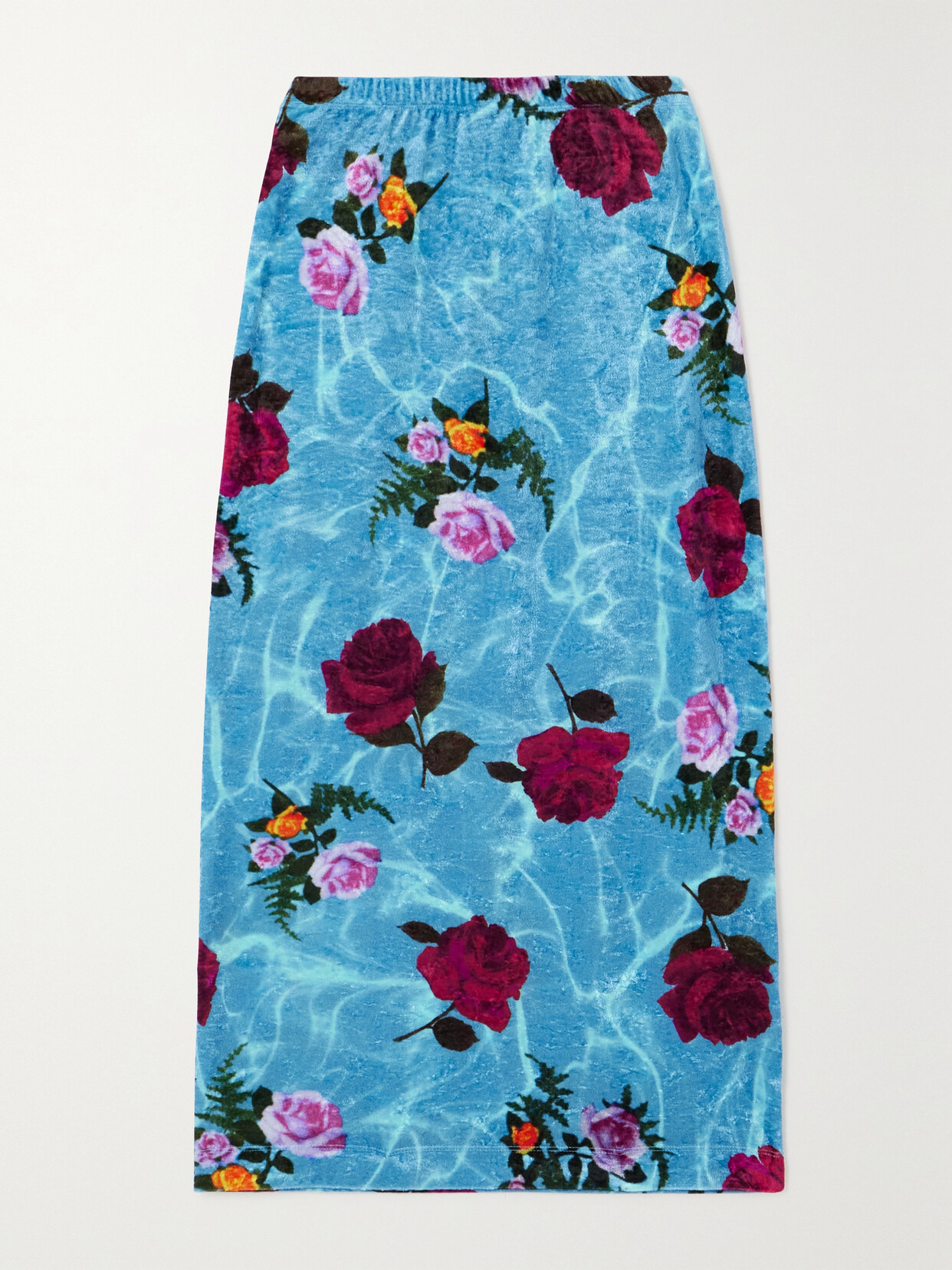 Dries Van Noten - Printed Velvet Midi Skirt - Blue