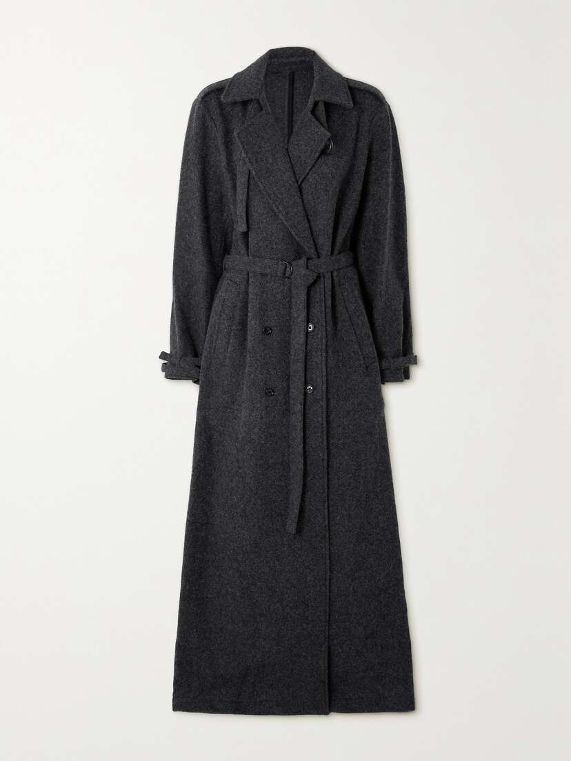 Dries Van Noten Double-breasted Belted Mélange Wool Coat
