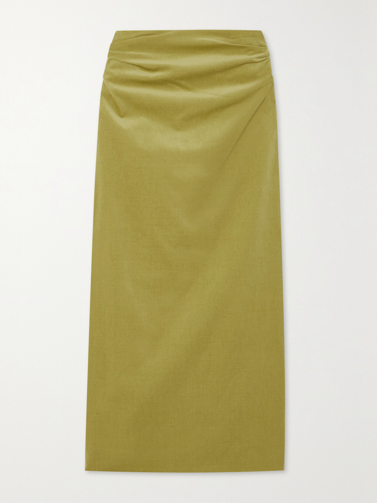 Dries Van Noten - Ruched Cotton-velvet Midi Skirt - Green