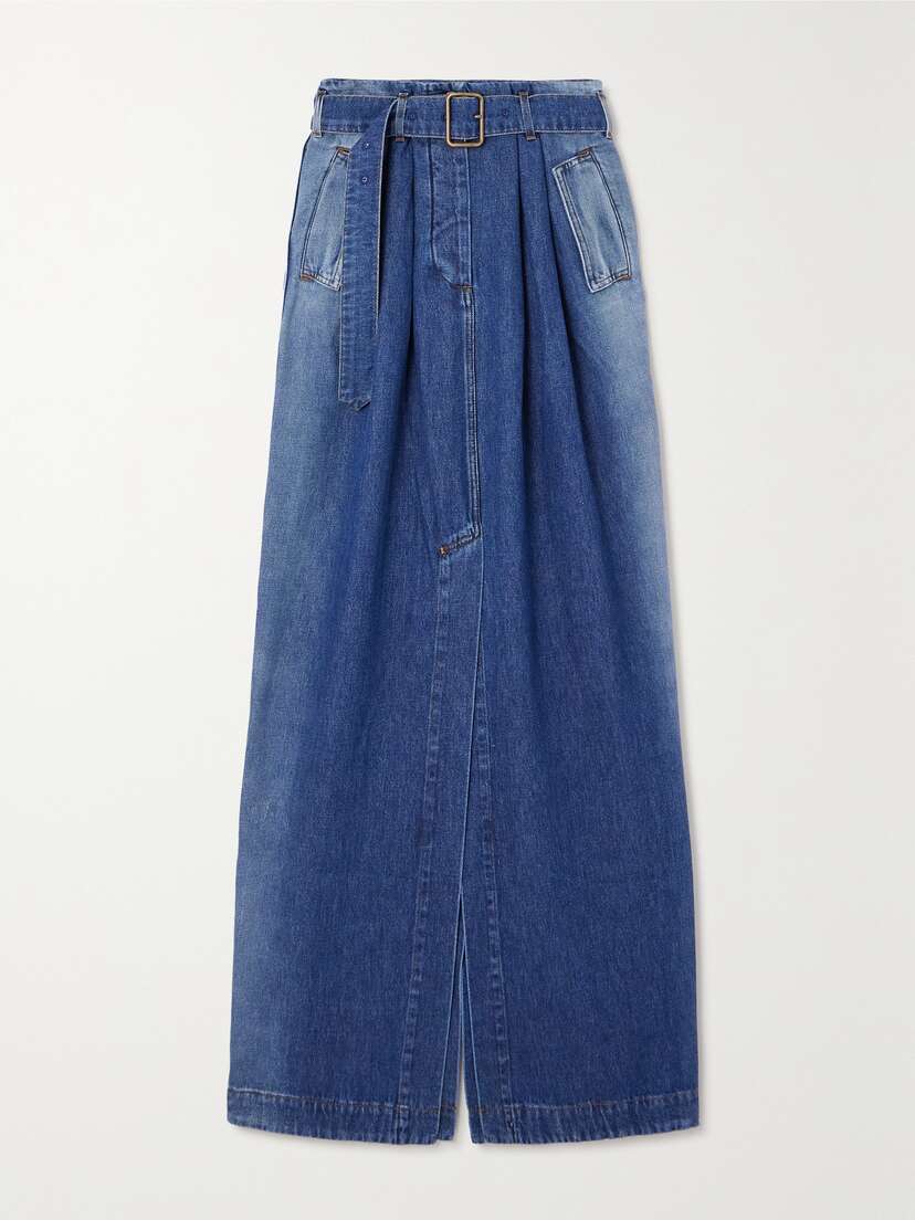 Dries Van Noten Belted Denim Maxi Skirt