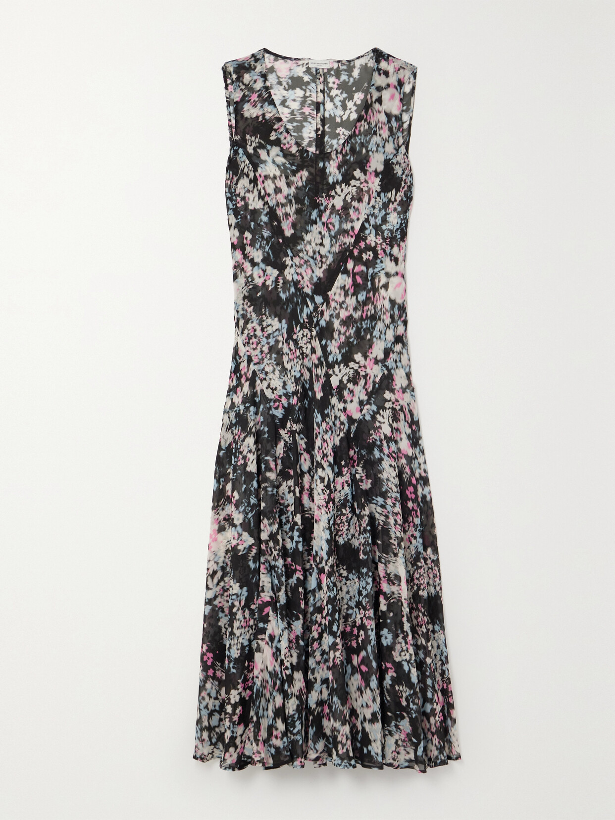 Dries Van Noten - Floral-print Georgette Maxi Dress - Black