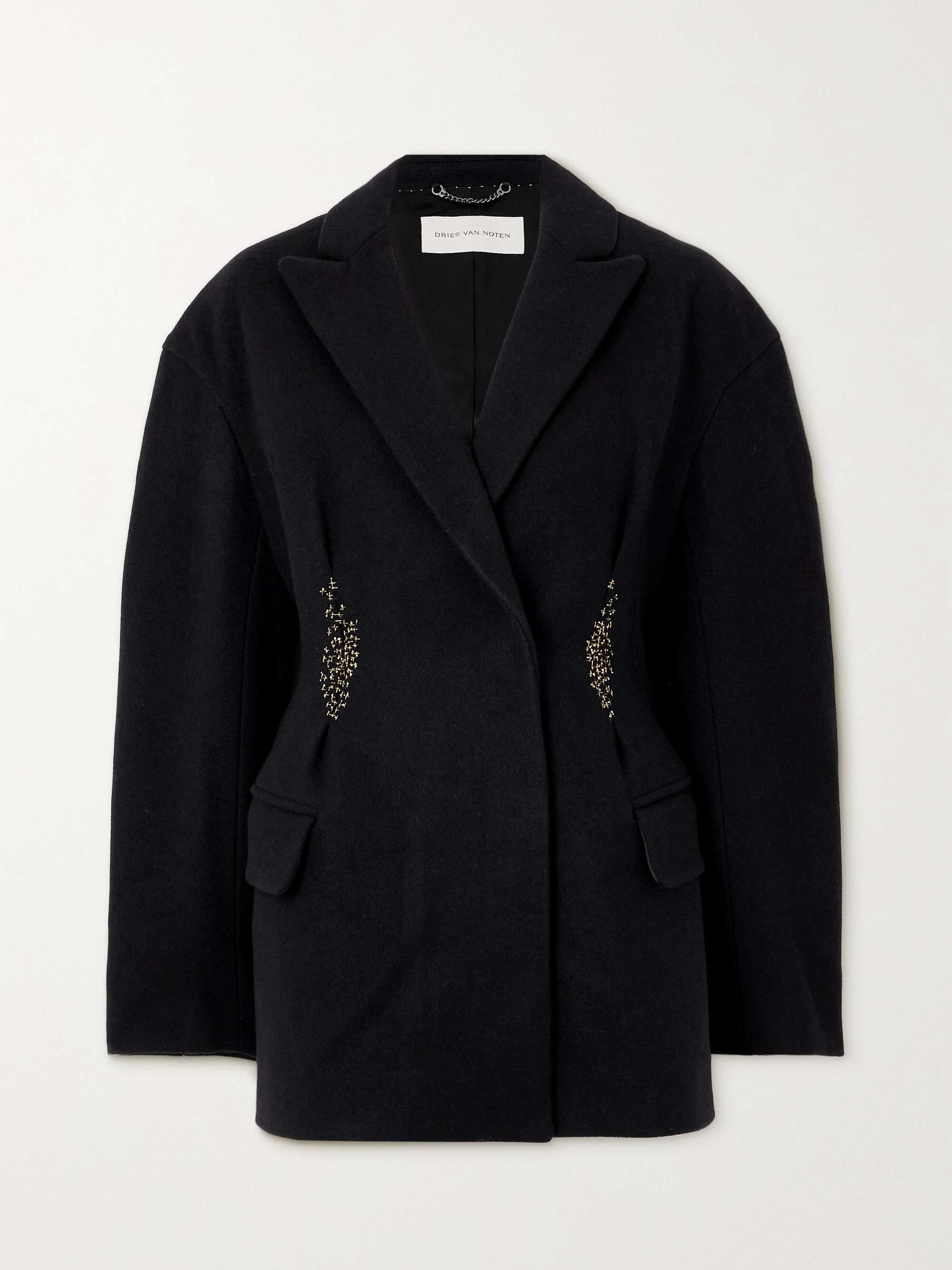 DRIES VAN NOTEN Bead-embellished embroidered wool blazer DRIES VAN NOTEN Bead-embellished embroidered wool blazer
