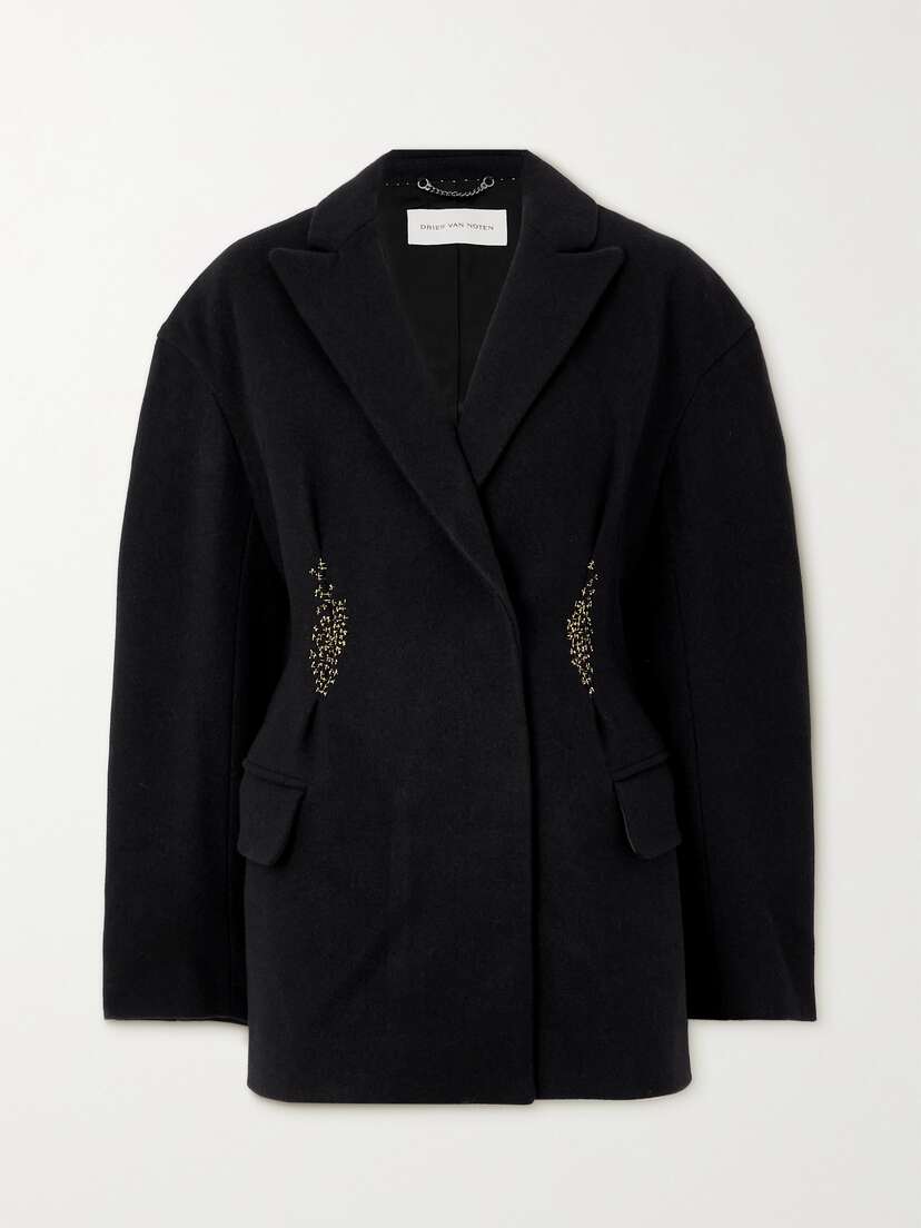 Dries Van Noten Bead-embellished Embroidered Wool Blazer