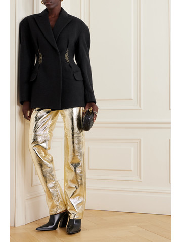 Dries Van Noten Bead-embellished embroidered wool blazer
