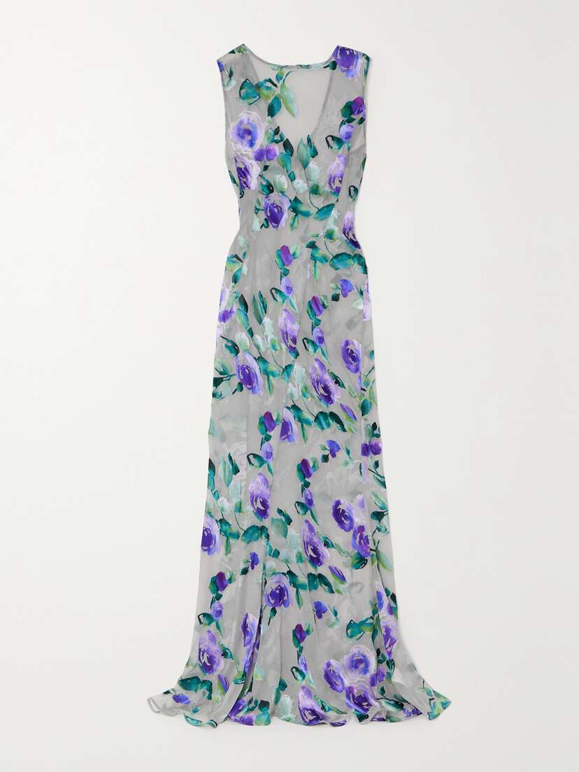 Dries Van Noten Fil Coupé Chiffon Gown