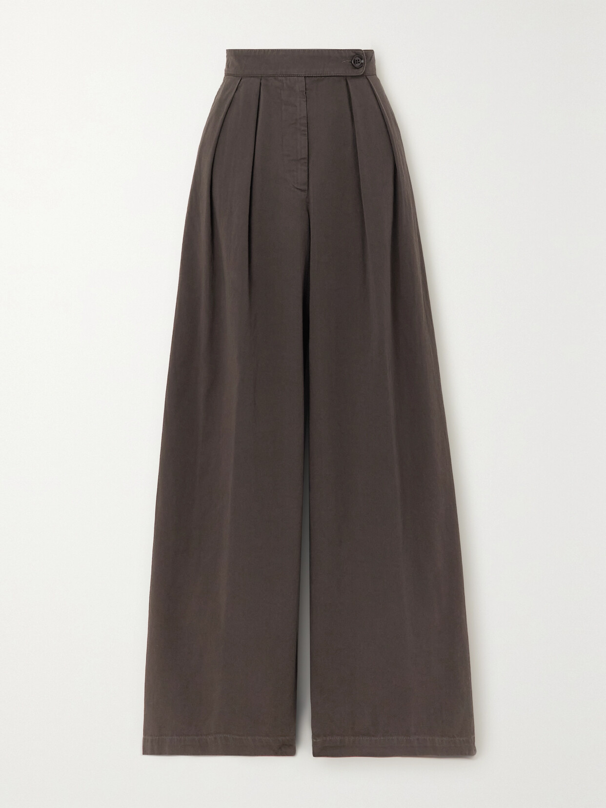 Dries Van Noten Pleated Cotton-twill Wide-leg Pants - Brown