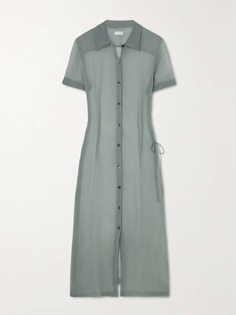 Dries Van Noten Silk Crepe De Chine Shirt Dress
