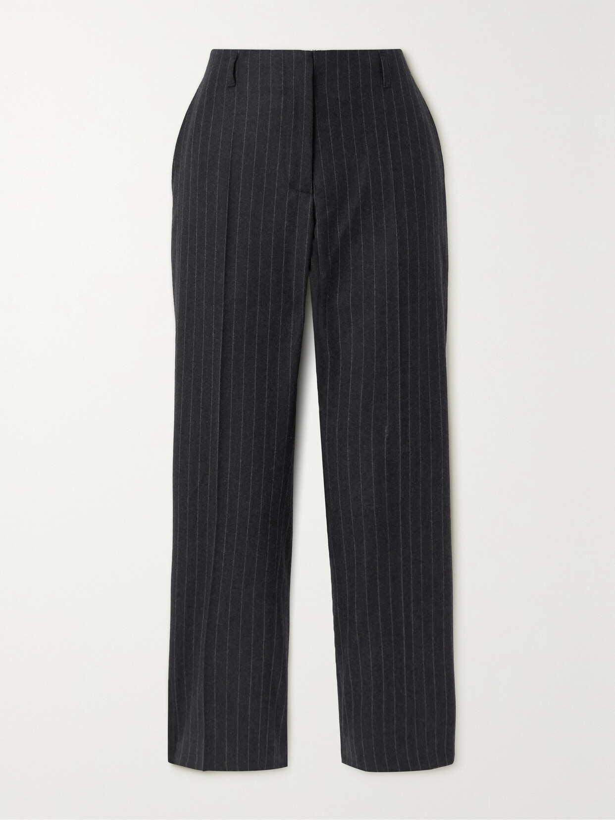 Dries Van Noten Pintriped Wool Straight-leg Pants In Gray