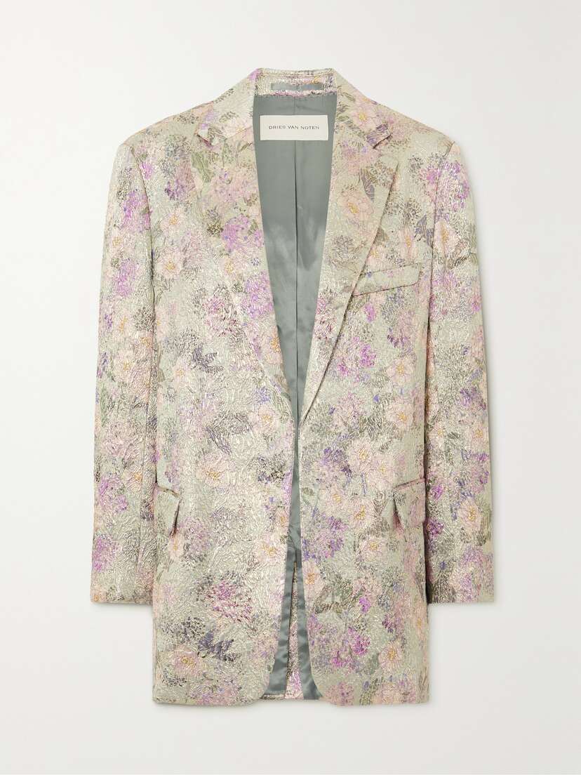 Dries Van Noten Embroidered Floral-print Silk-blend Jacquard Blazer