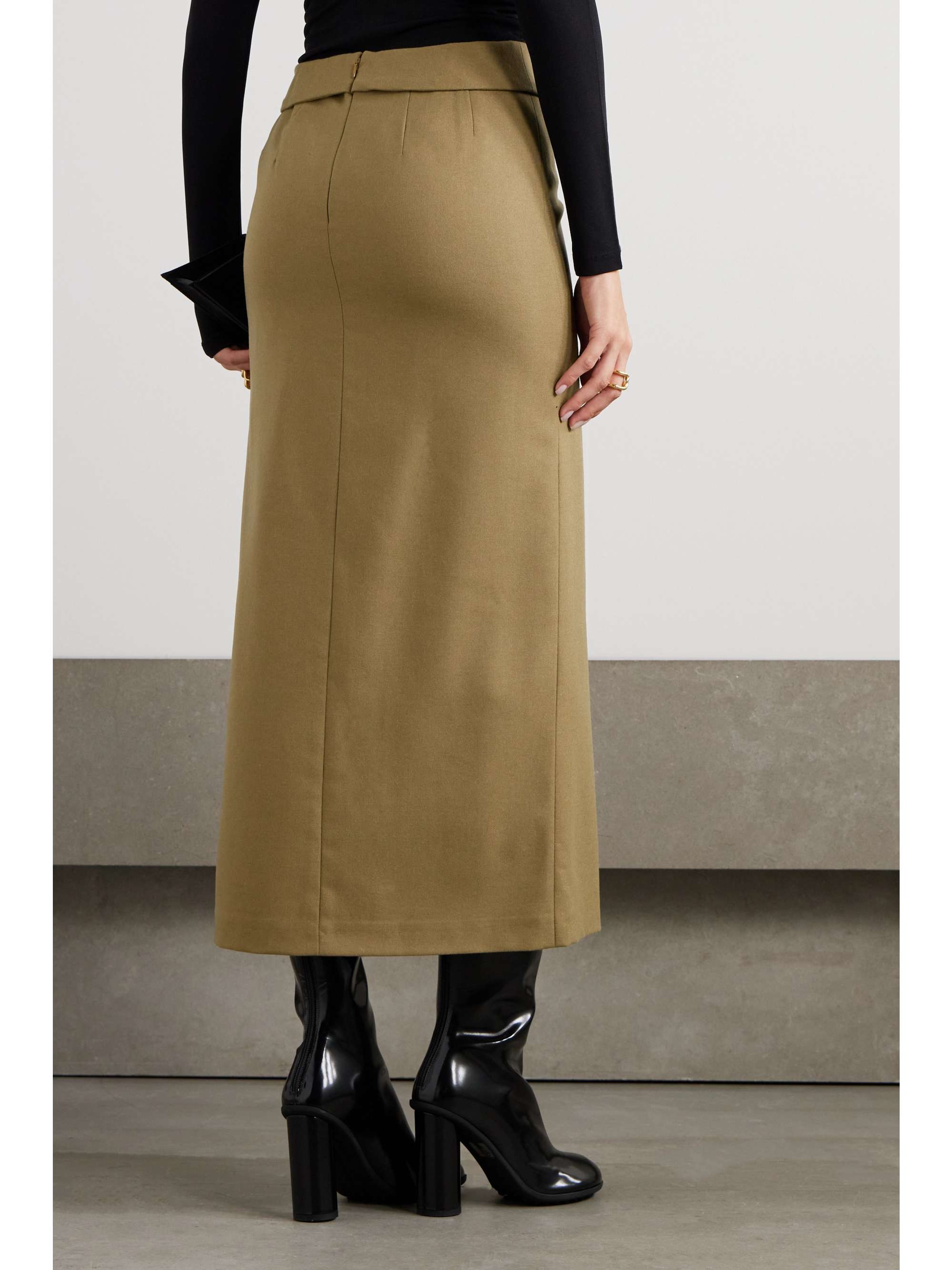 DRIES VAN NOTEN Wool-blend twill midi skirt | NET-A-PORTER