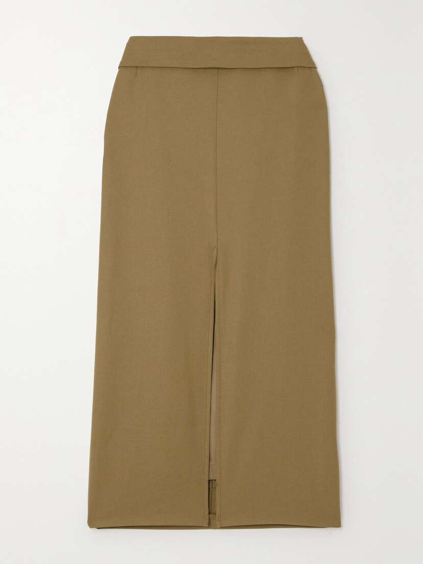 Dries Van Noten Wool-blend Twill Midi Skirt