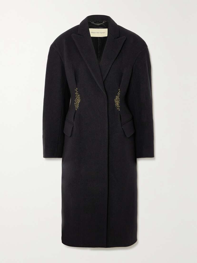 Dries Van Noten Ravis Embellished Wool Coat