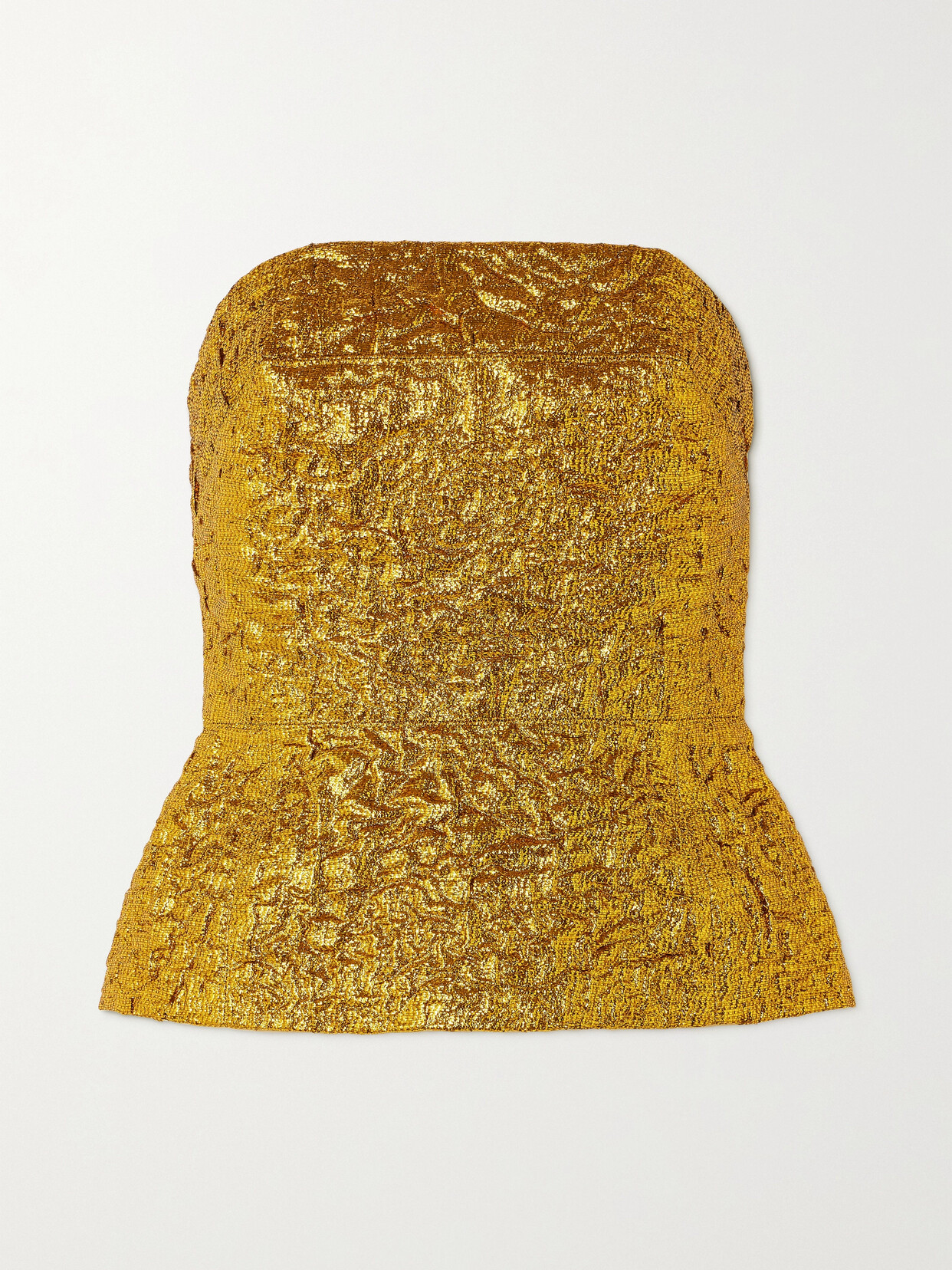 Dries Van Noten - Strapless Metallic Cloqué Bustier Top - Gold