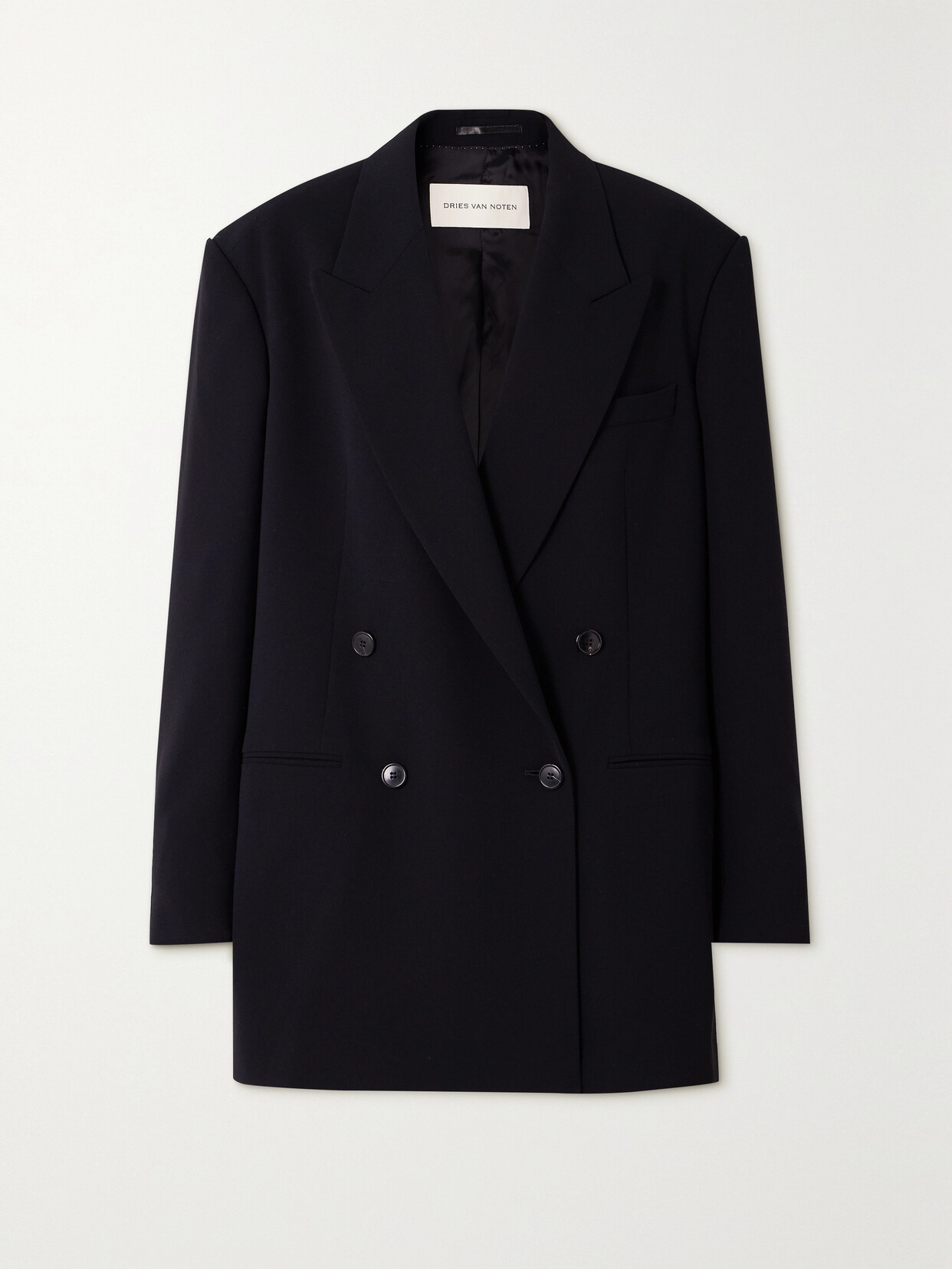 Shop Dries Van Noten Double-breasted Crepe Blazer In Black