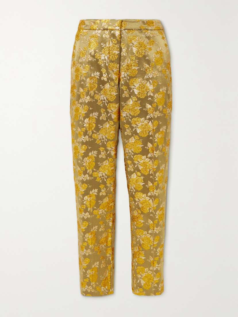 Dries Van Noten Metallic Brocade Slim-leg Pants