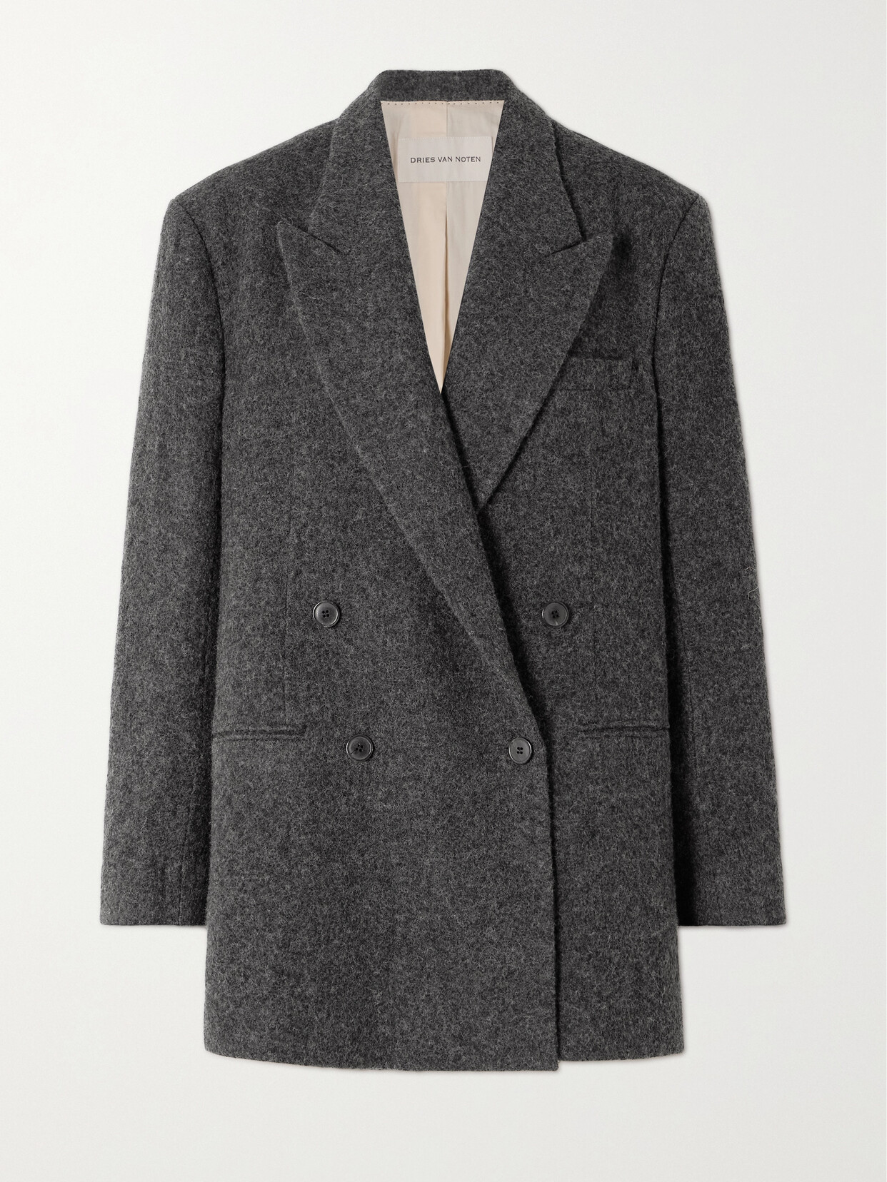 Dries Van Noten Oversized Double-breasted Wool Jacket In Gray