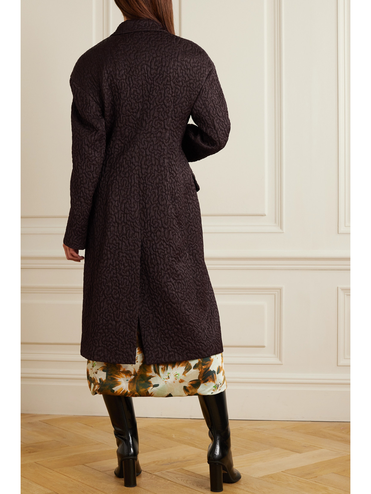 Dries Van Noten Cloqué Coat In Brown