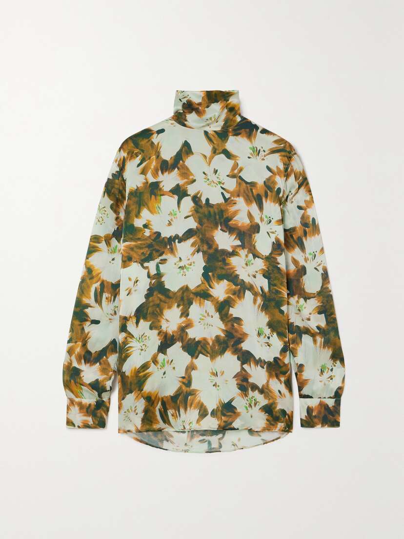 Dries Van Noten Floral-print Silk Turtleneck Top