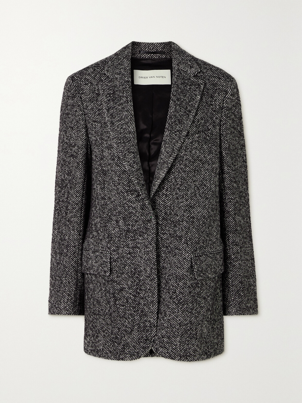 Dries Van Noten - Oversized Herringbone Wool-blend Blazer - Black